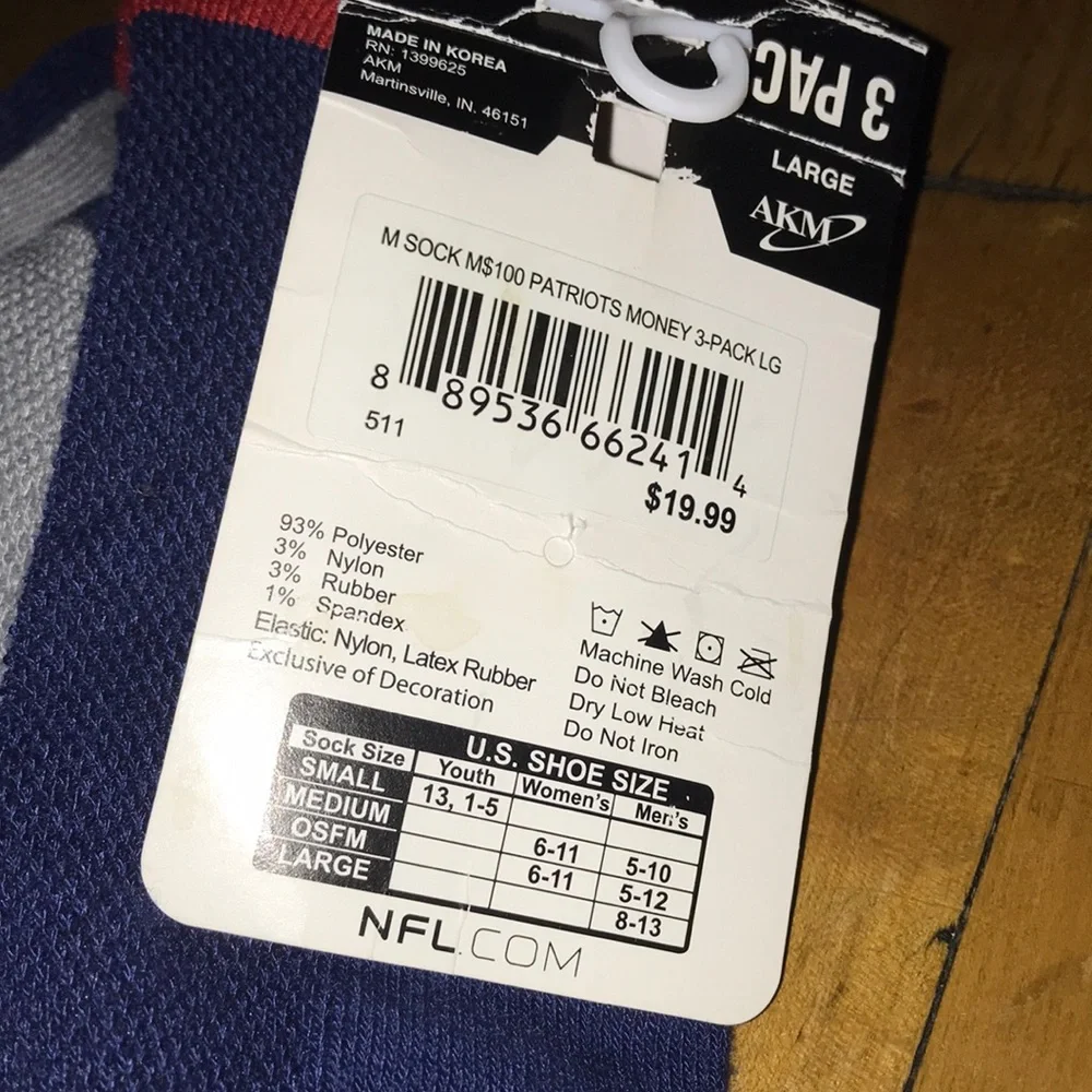 New England Patriots Low-Cut Athletic Socks - 3 Pack (Navy/Gray/White)